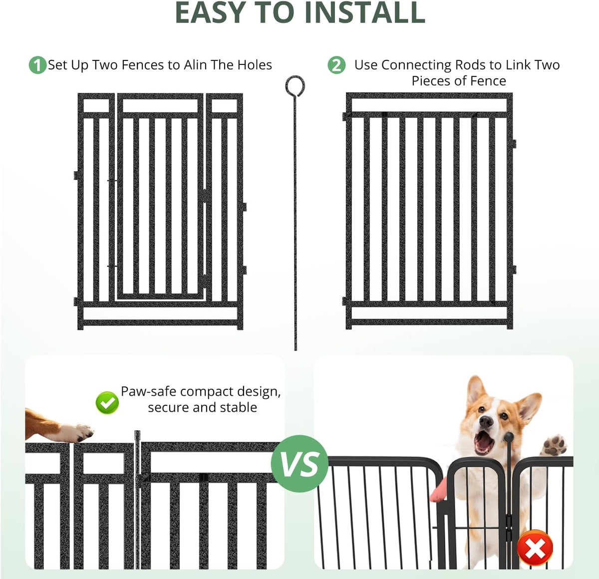 Thickened Outdoor Dog Fence, 40" H, 16 Panels for Yard & Camping