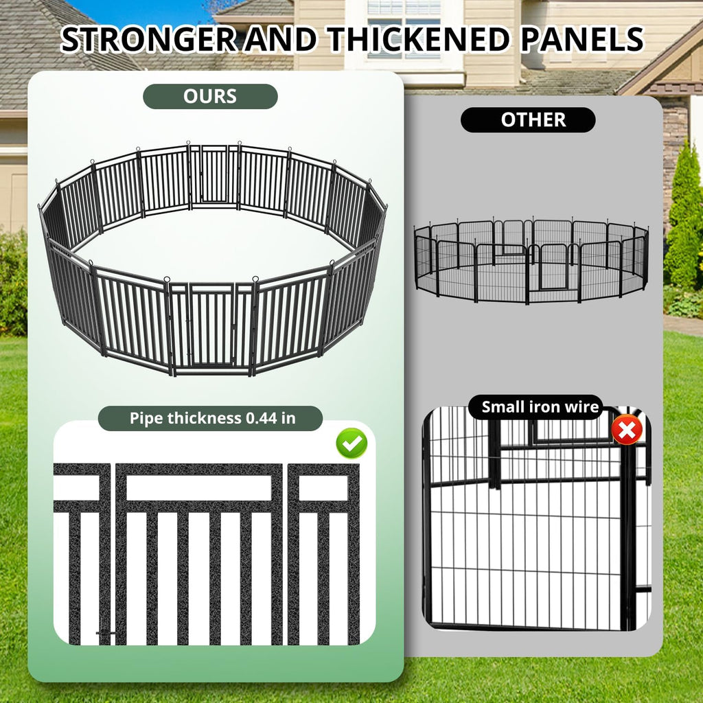 Thickened Outdoor Dog Fence, 40" H, 16 Panels for Yard & Camping