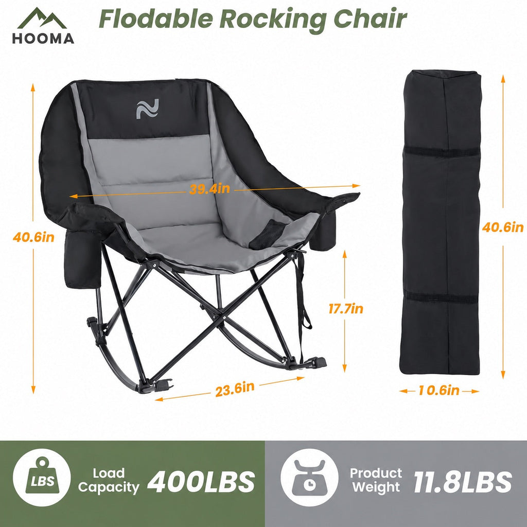 Oversized Portable Rocking Camp Chair | 400lbs Capacity